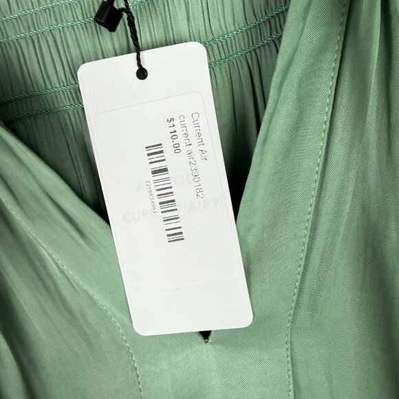 NWT Current Air Gaia Smocked Mini Dress Elbow Sleeve Green Size Medium M NEW - Picture 6 of 11